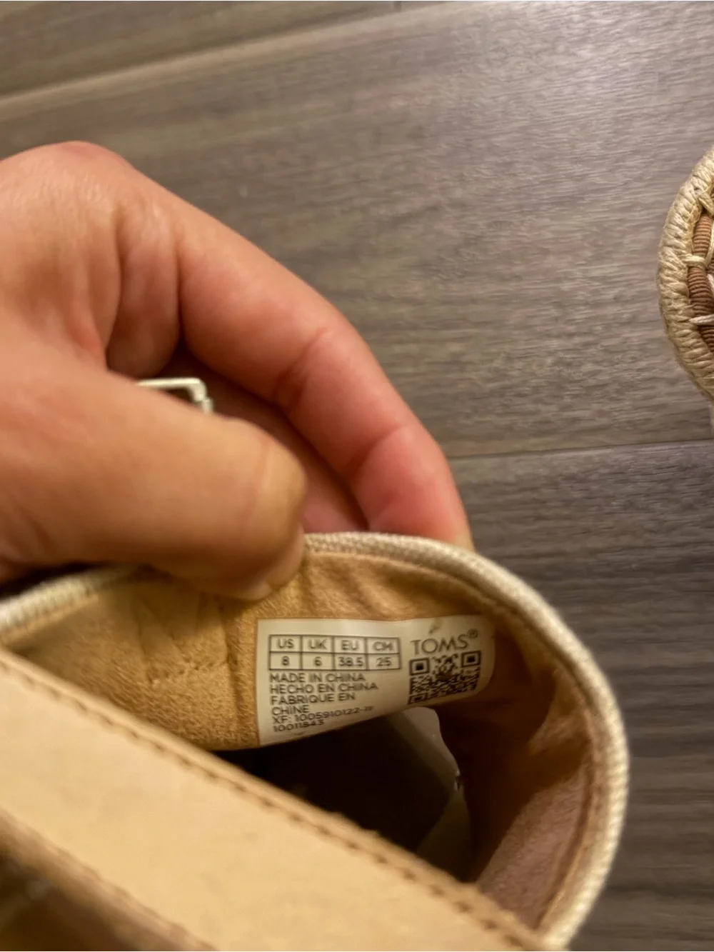 Toms Cream Canvas Wedge Espadrilles with Tan Strap